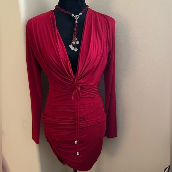 Sky Dresses & Skirts - Beautiful SKY BRAND dress size Med. Deep Red. Extremely fitted, deep V. Sexy